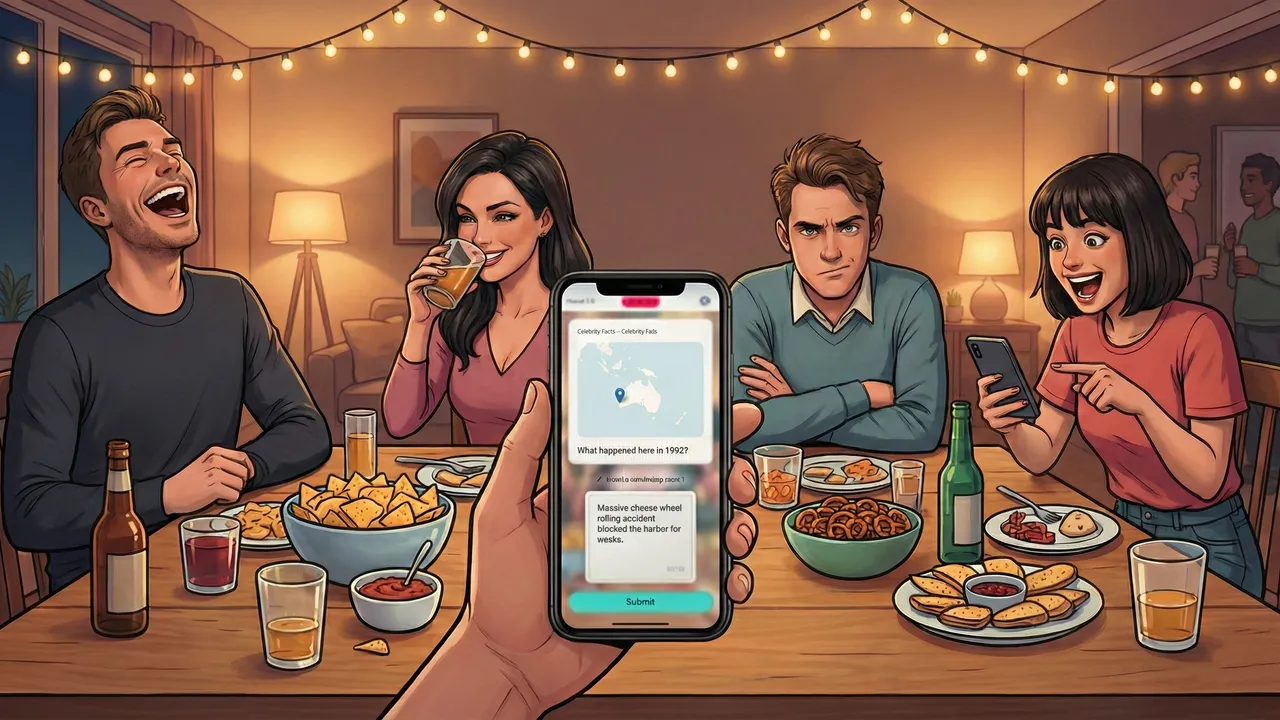 Smartphones on a table with Let's Fib on the screen
