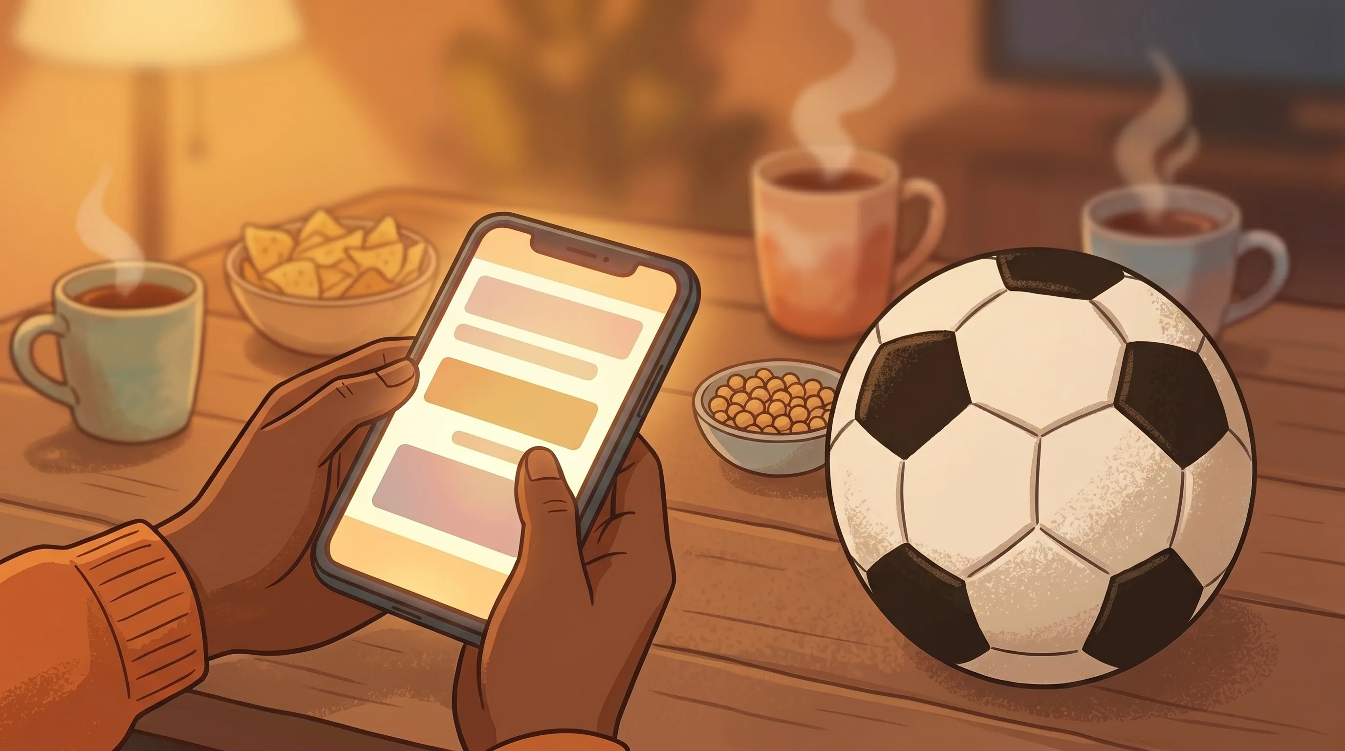 Group reading football quiz questions out loud at the table