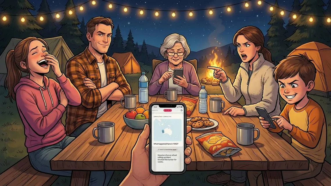 Group playing games while camping