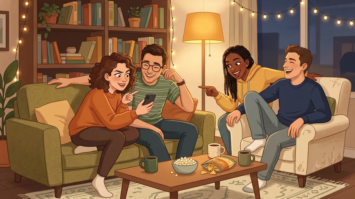 Small group playing games together in a relaxed setting