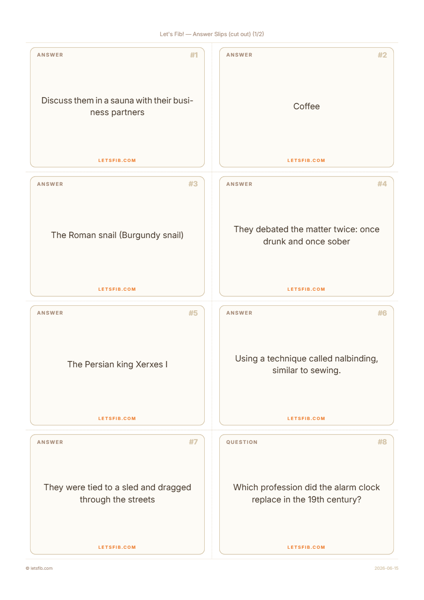 Answer slips to cut out