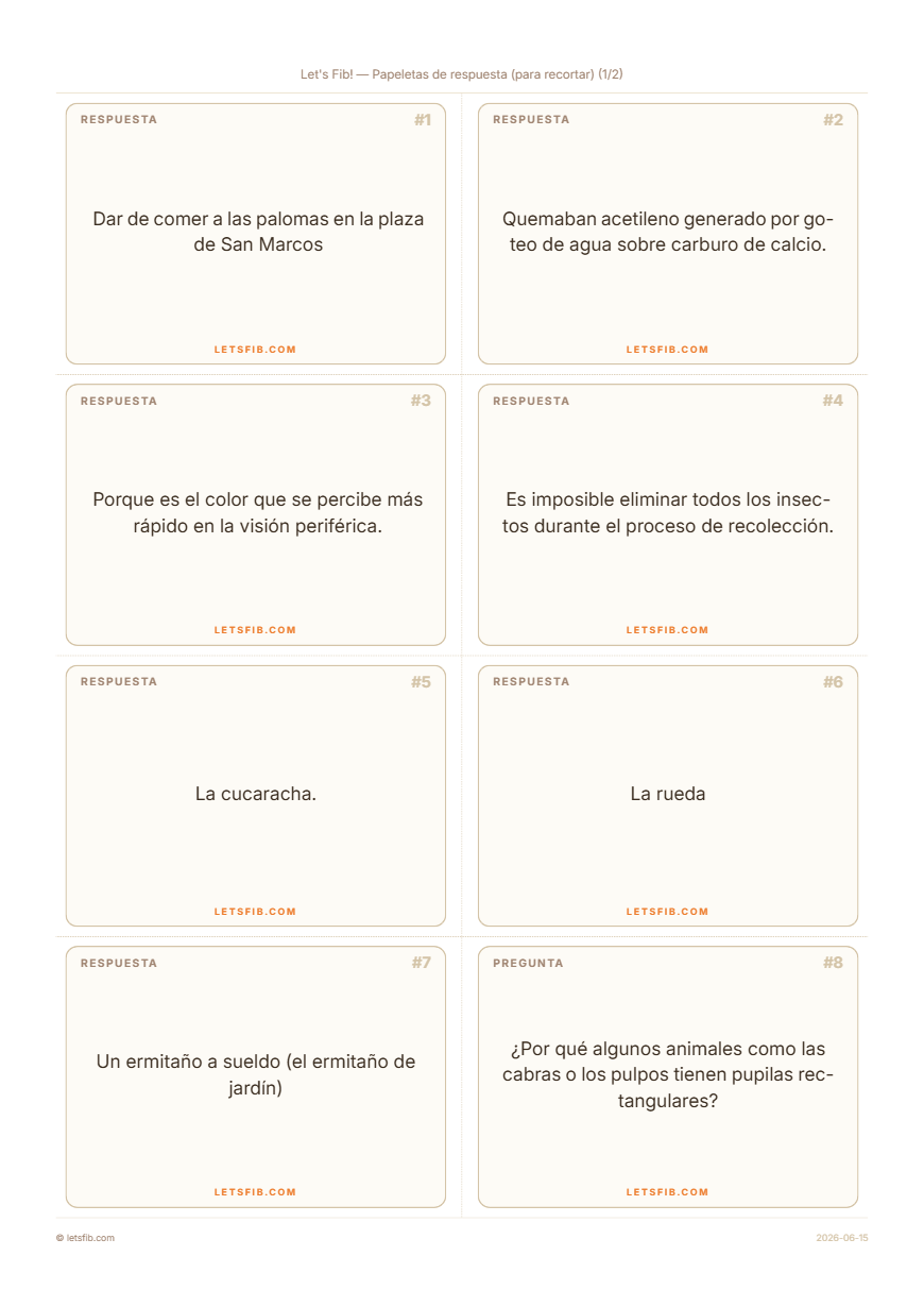 Papeletas de respuesta para recortar