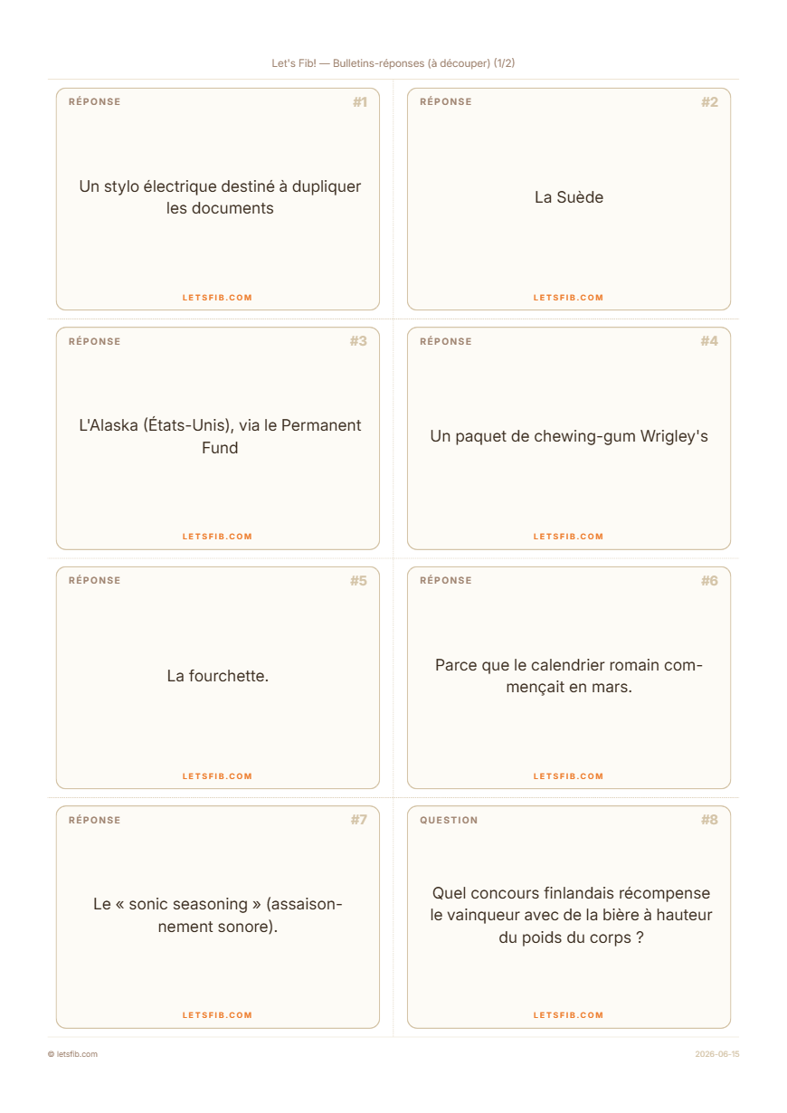 Petits papiers réponses à découper