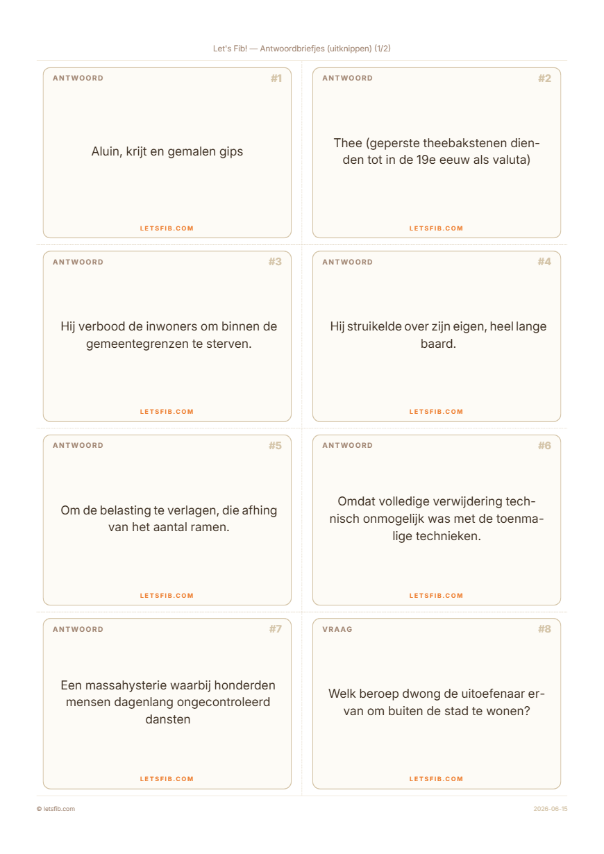 Antwoordbriefjes om uit te knippen