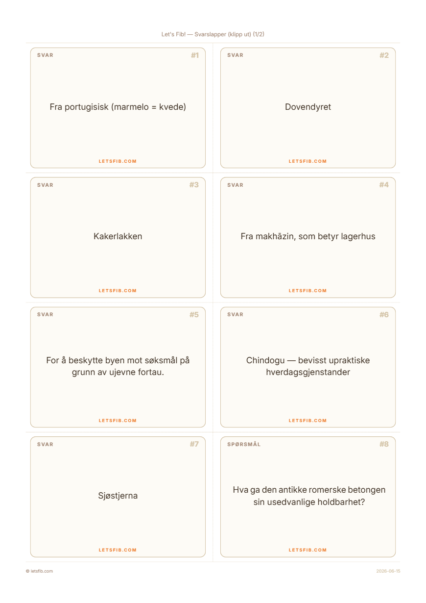 Blanke spillkort til utskrift for svar