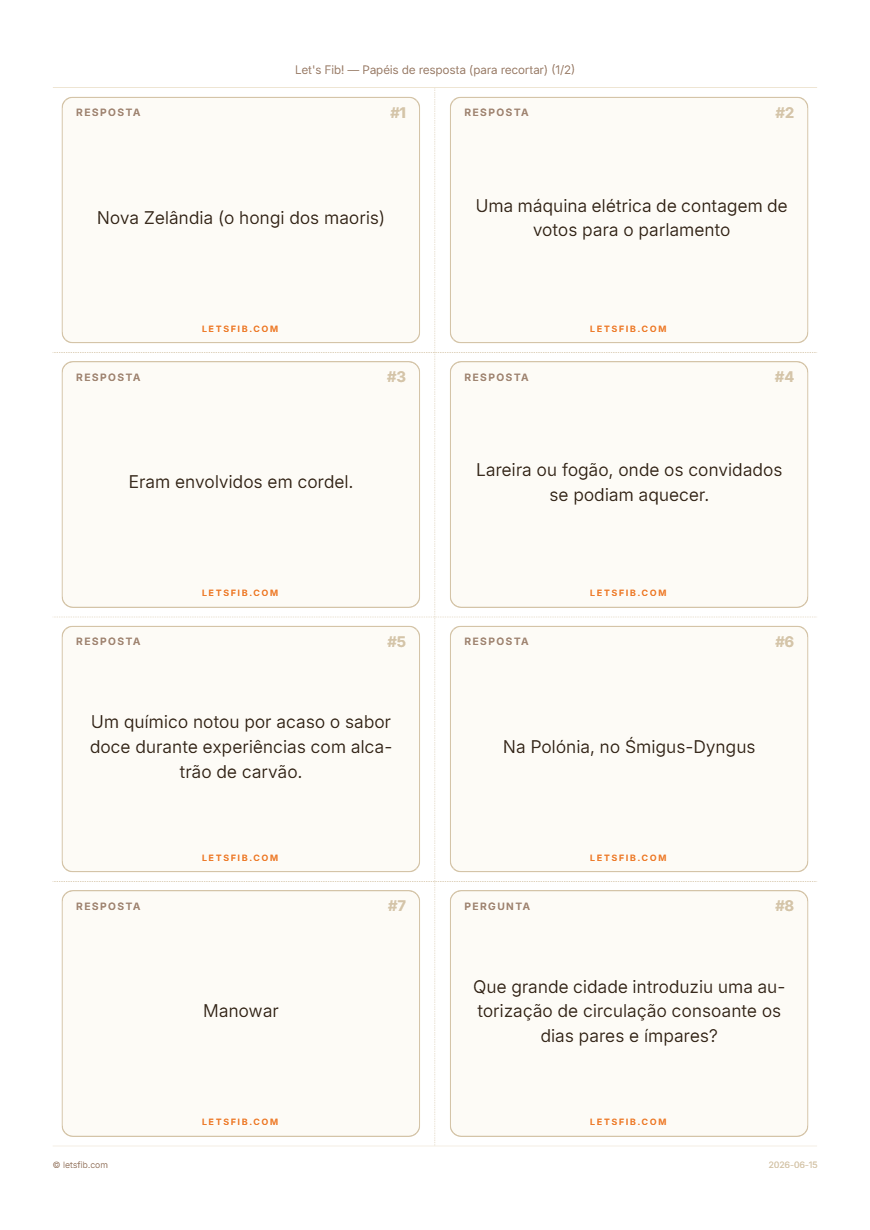 Papelinhos de resposta para recortar