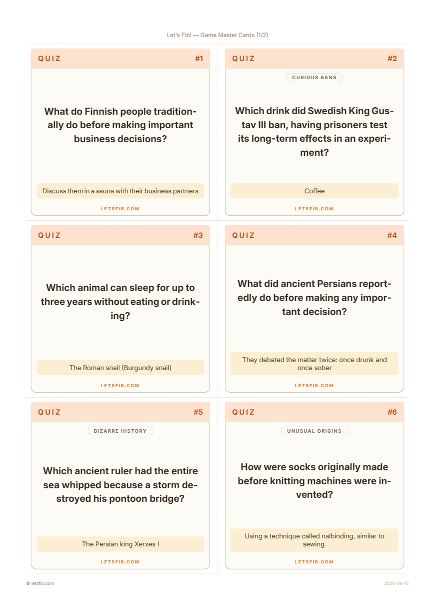 Printable trivia cards example
