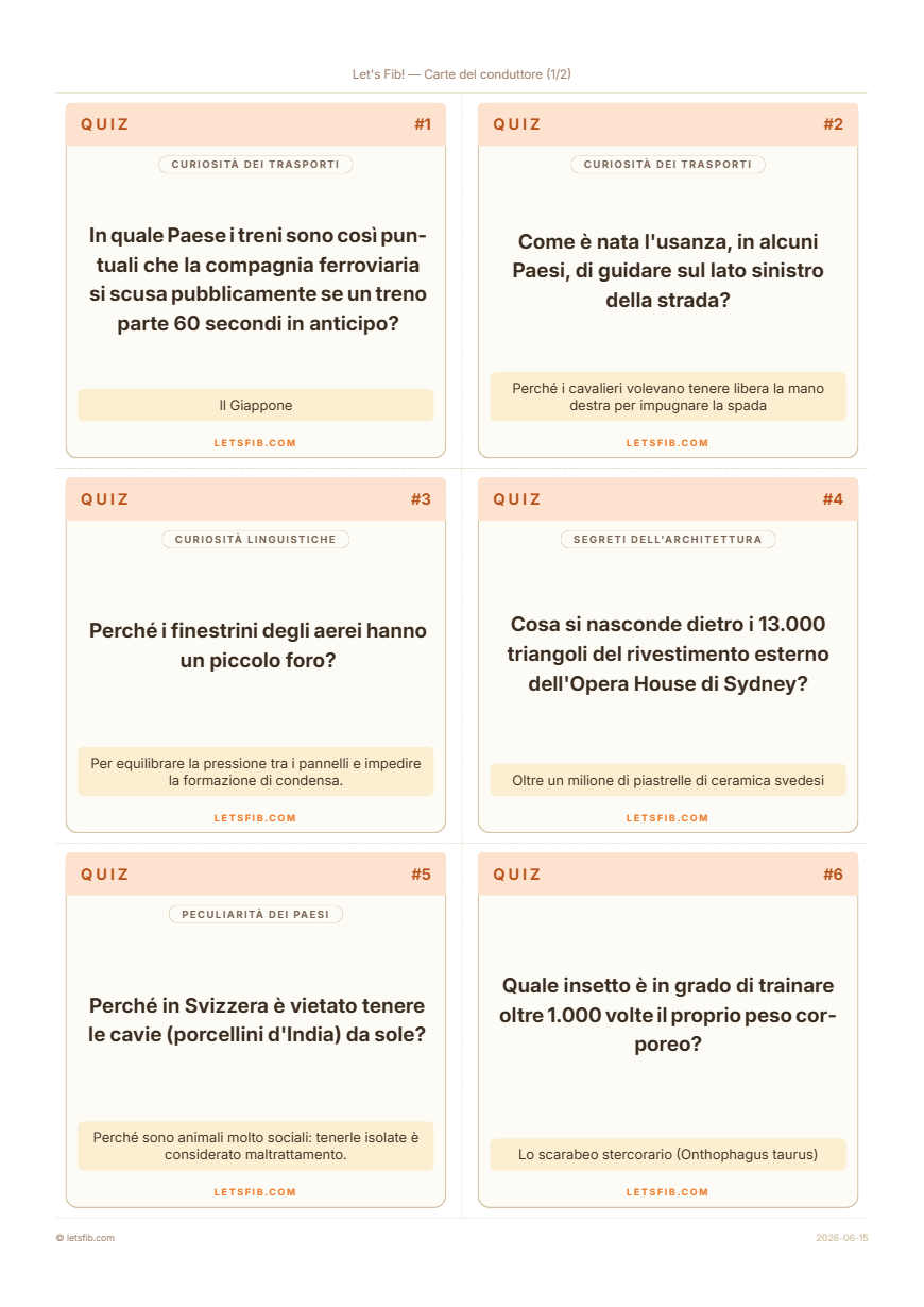 Carte quiz da stampare