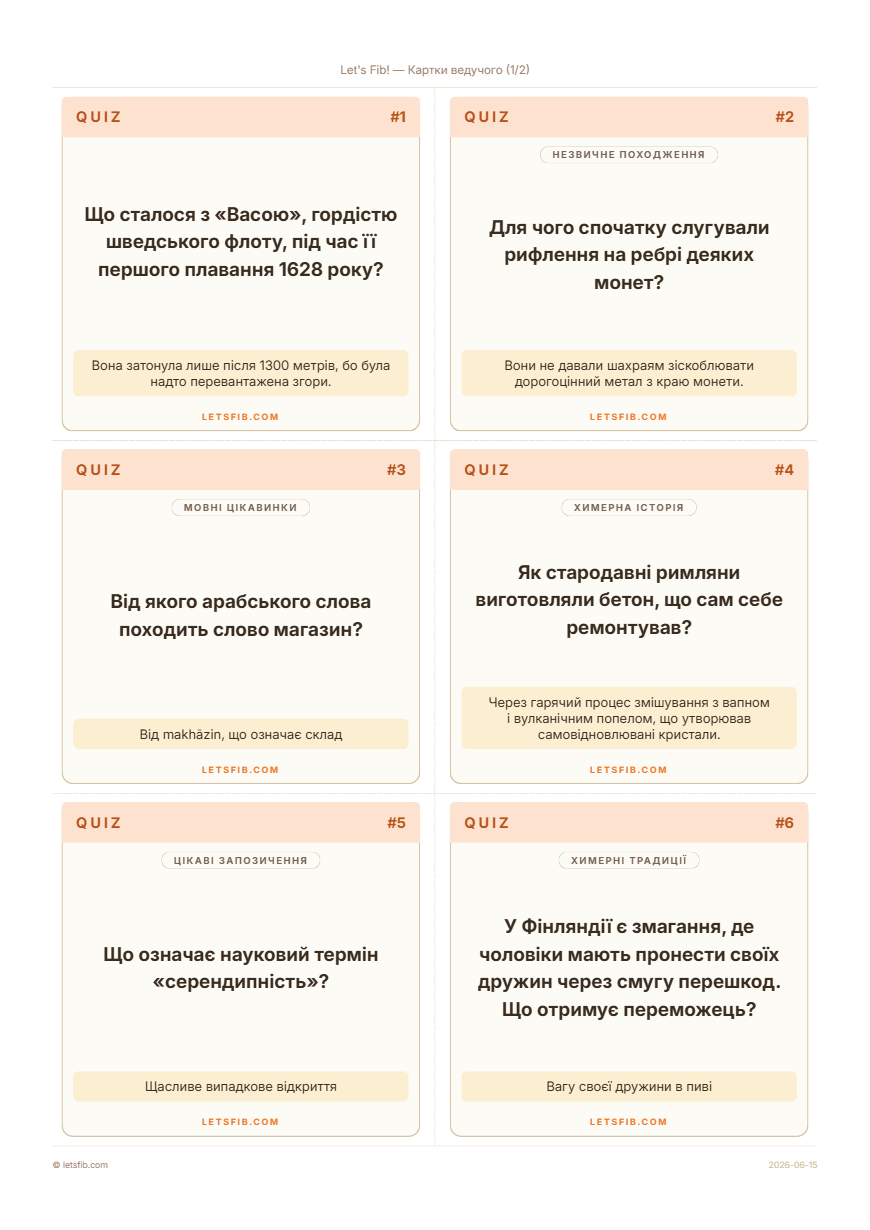 Квізові картки для друку