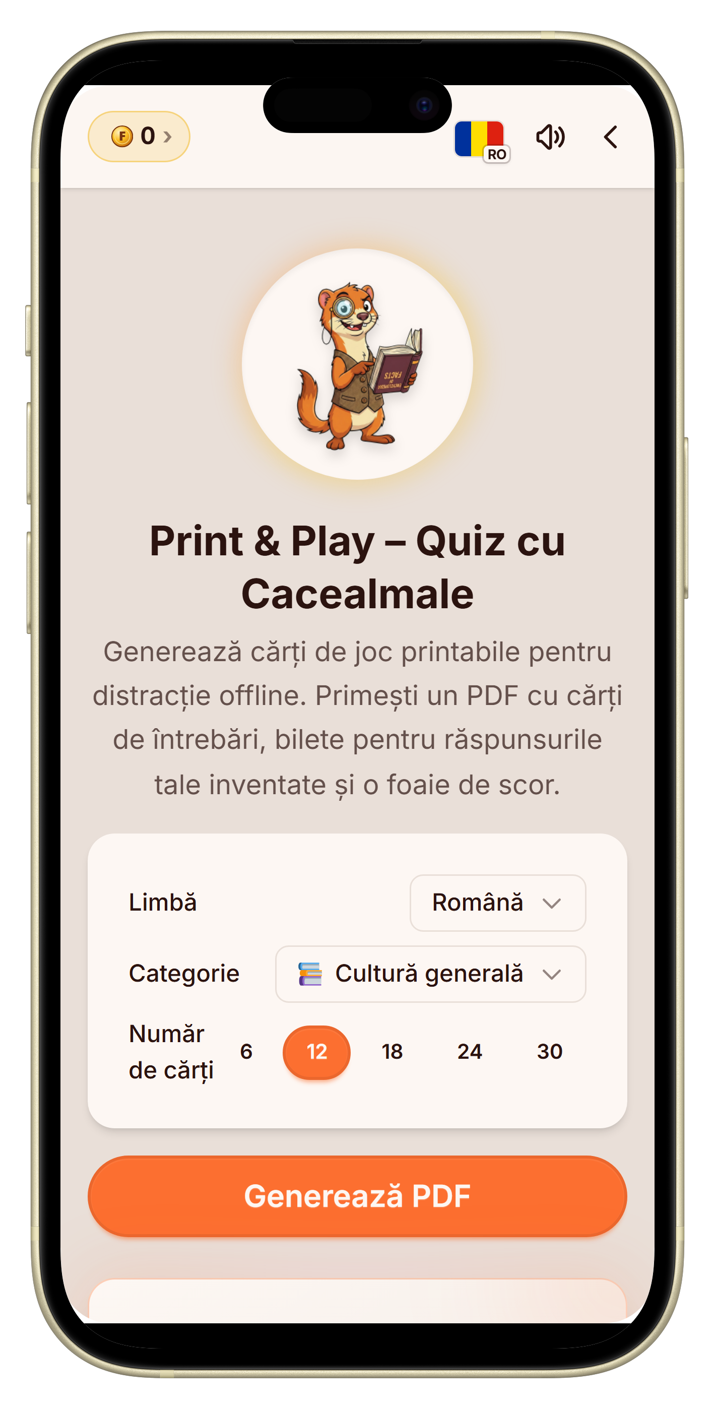 Generator de cărți de joc Let's Fib