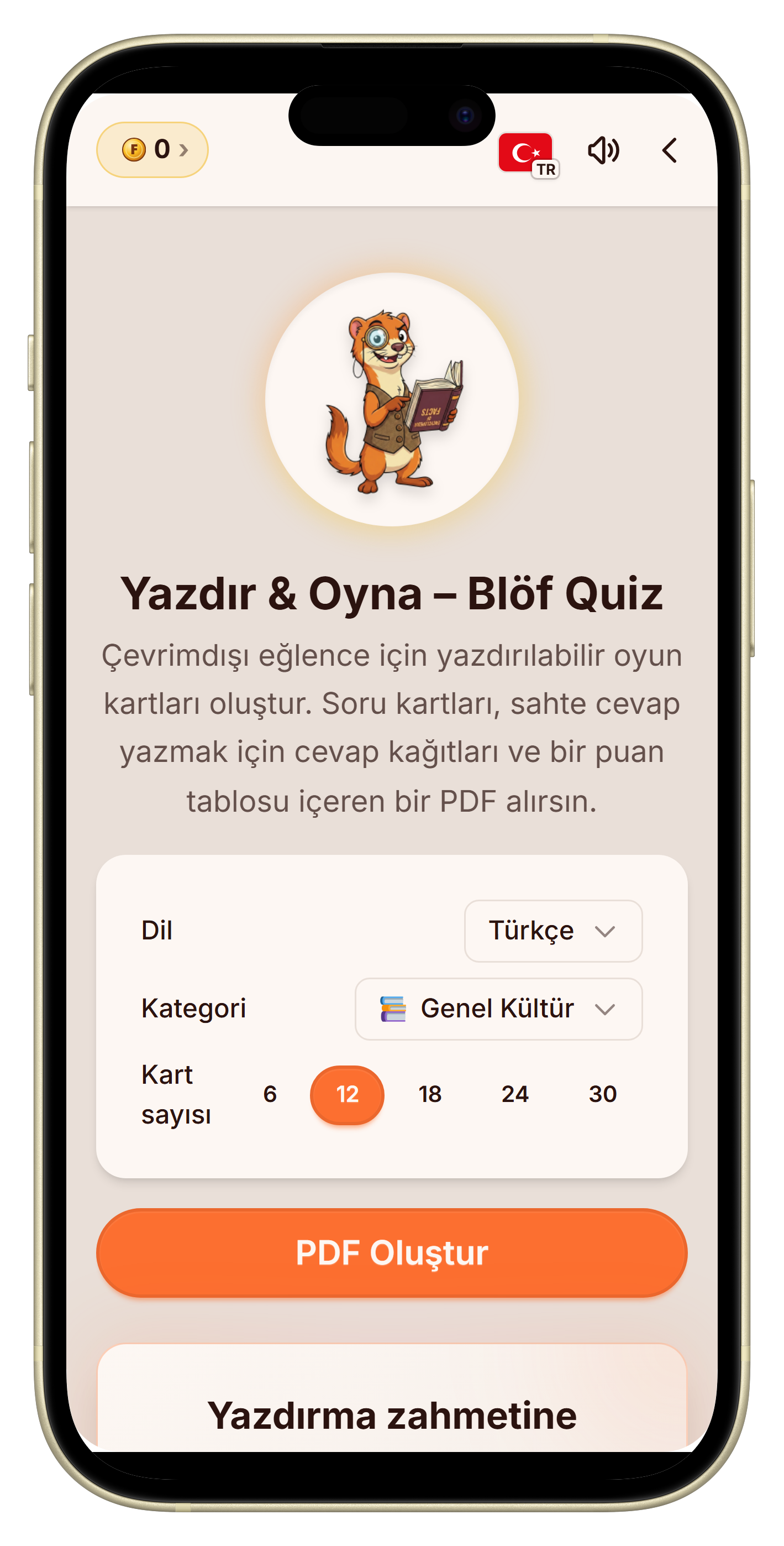 Kart oyunu oluşturucu arayüzü