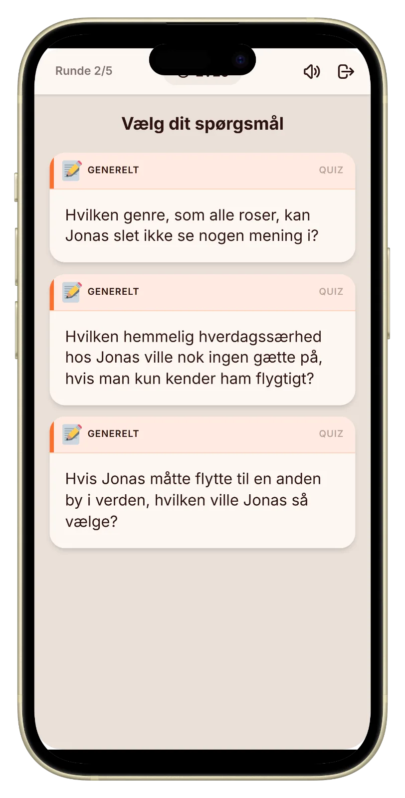 Spørgsmål fra tilstanden Om mig i Let's Fib