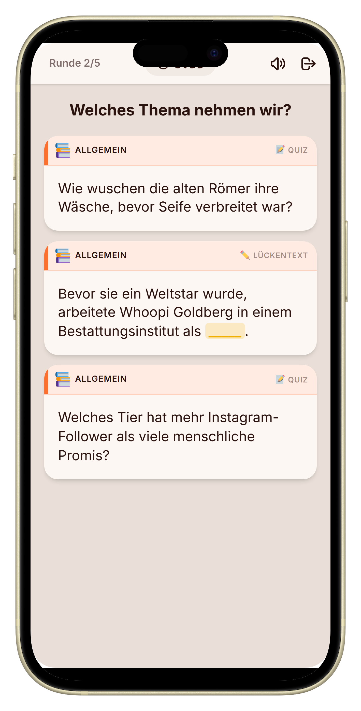 Let's Fib Quizfrage beim Familien-Quiz