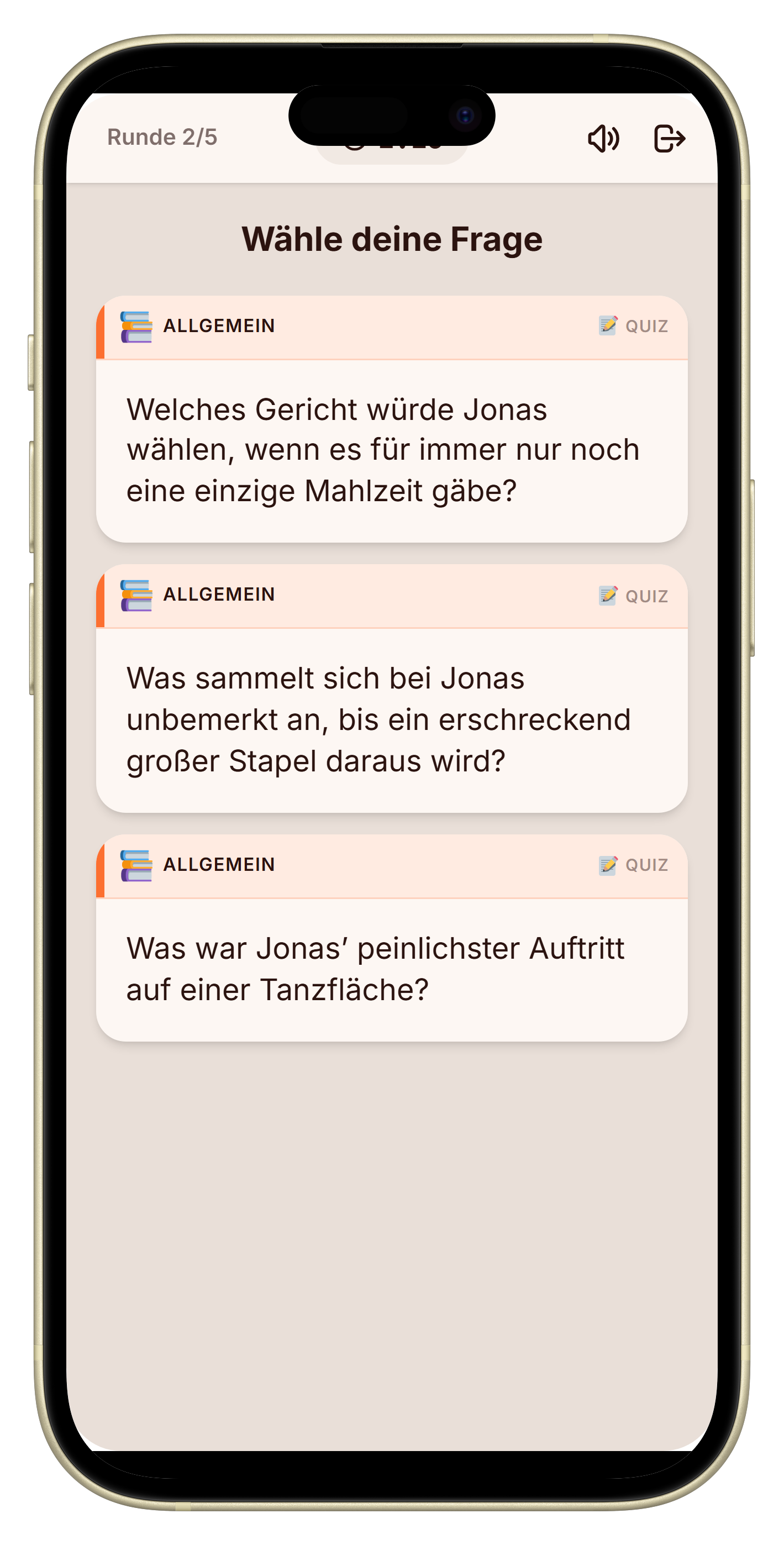 Persönliche Frage im About-Me-Modus mit Bluff-Note
