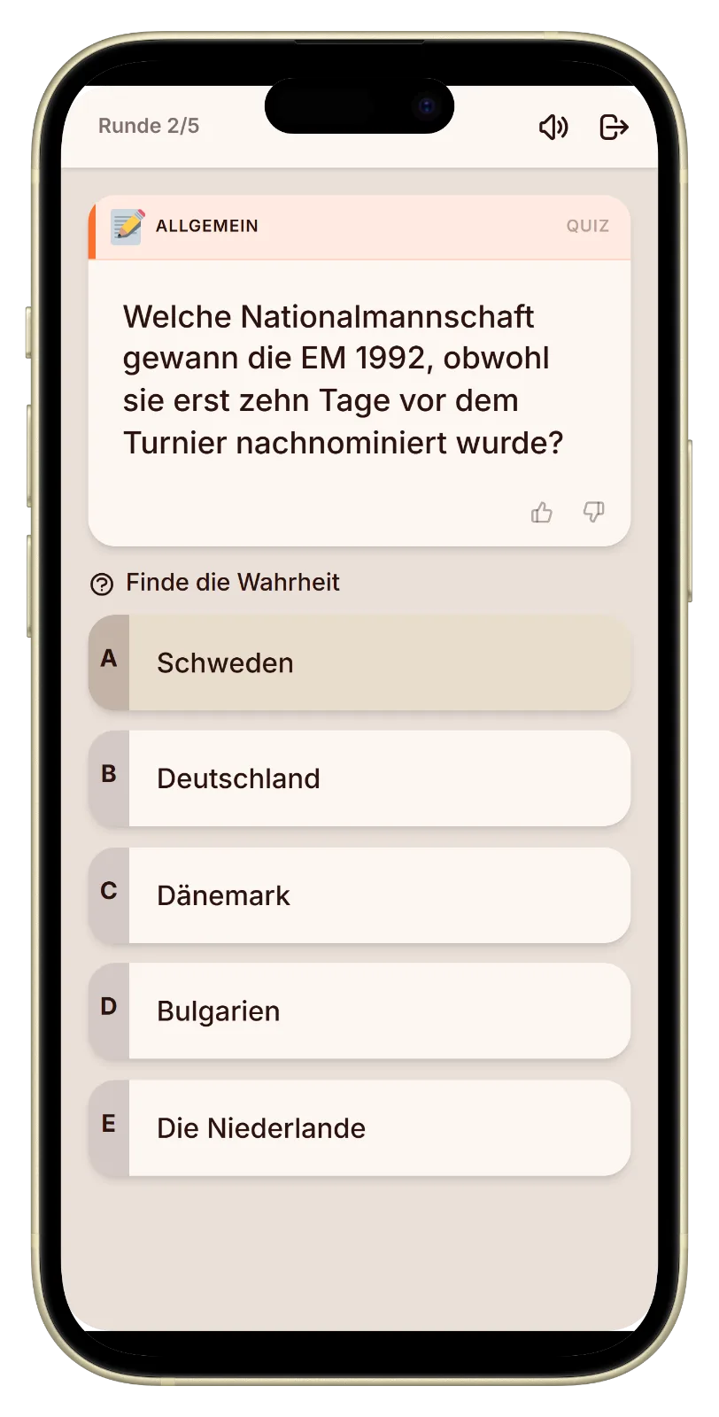 Über die echte Fußball-Antwort zwischen den Bluffs abstimmen in Let's Fib