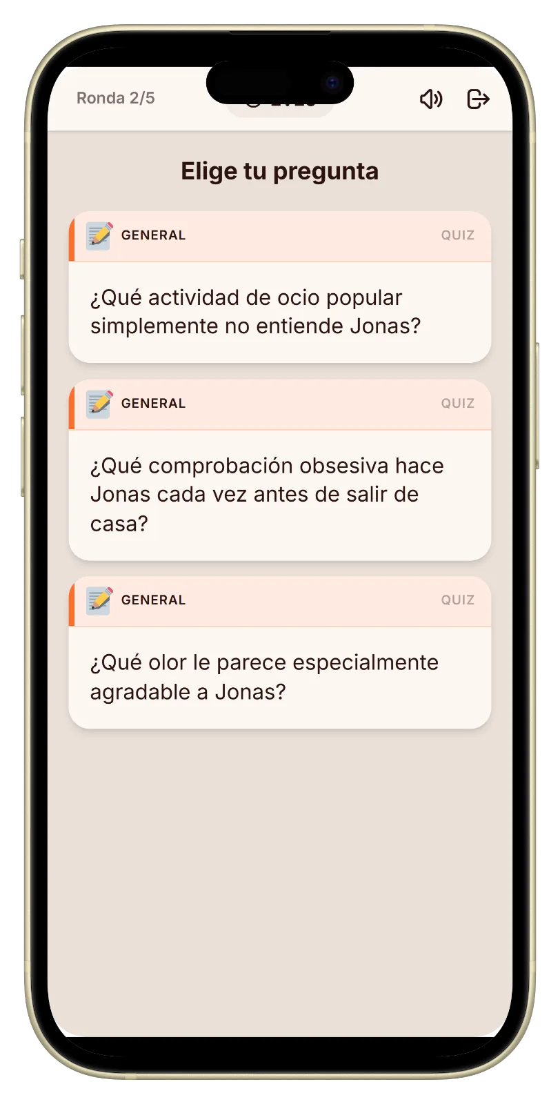 Pregunta del modo Sobre mí en Let's Fib