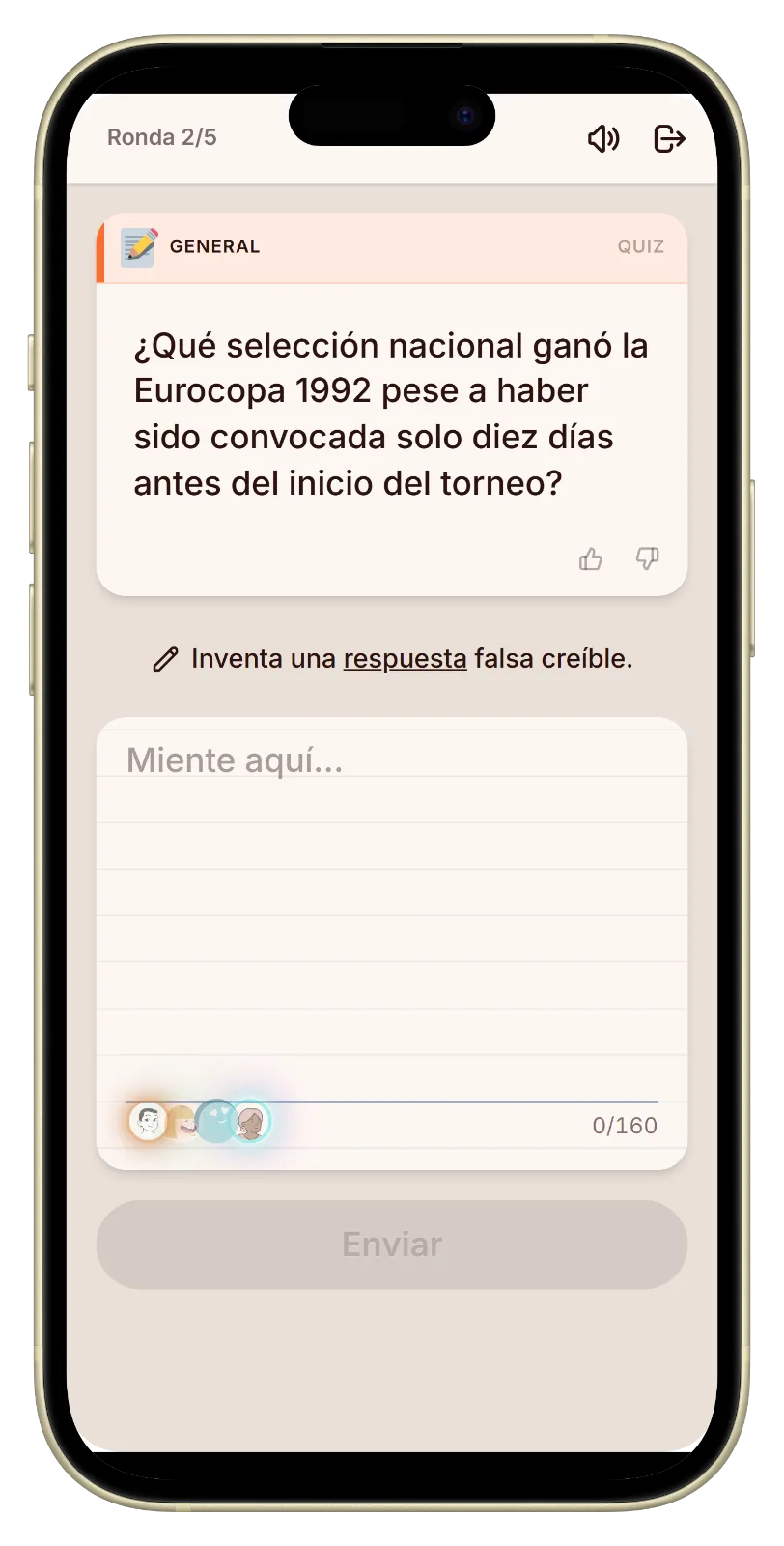 Escribir una respuesta falsa a una pregunta de quiz de fútbol en Let's Fib