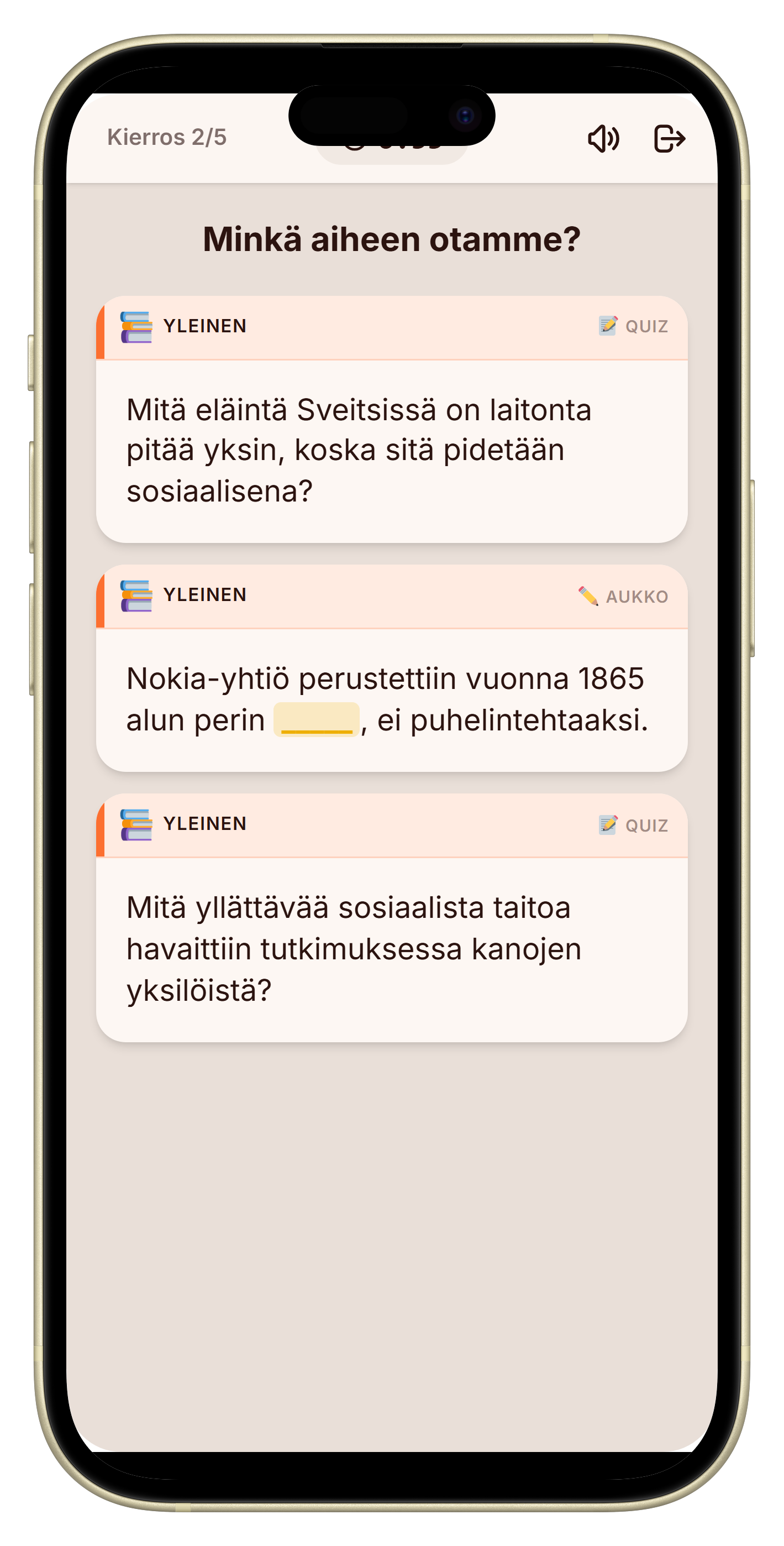 Let's Fib tietovisakysymys nuotion ääressä