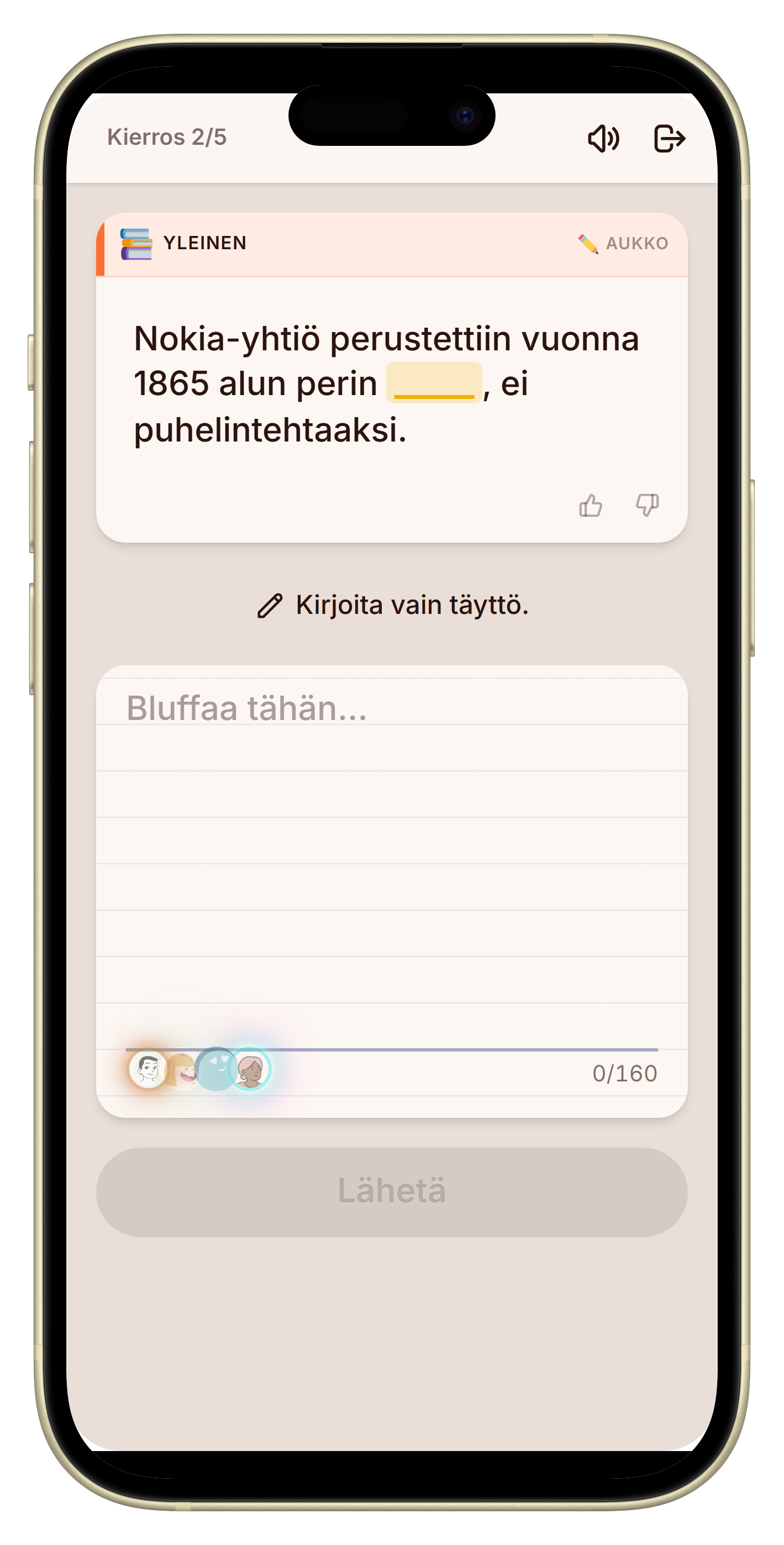 Let's Fib bluffivastauksen kirjoittaminen teltassa