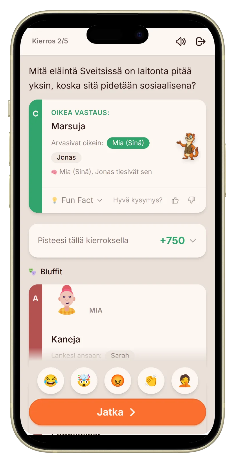 Tulosnäyttö Let's Fibissä