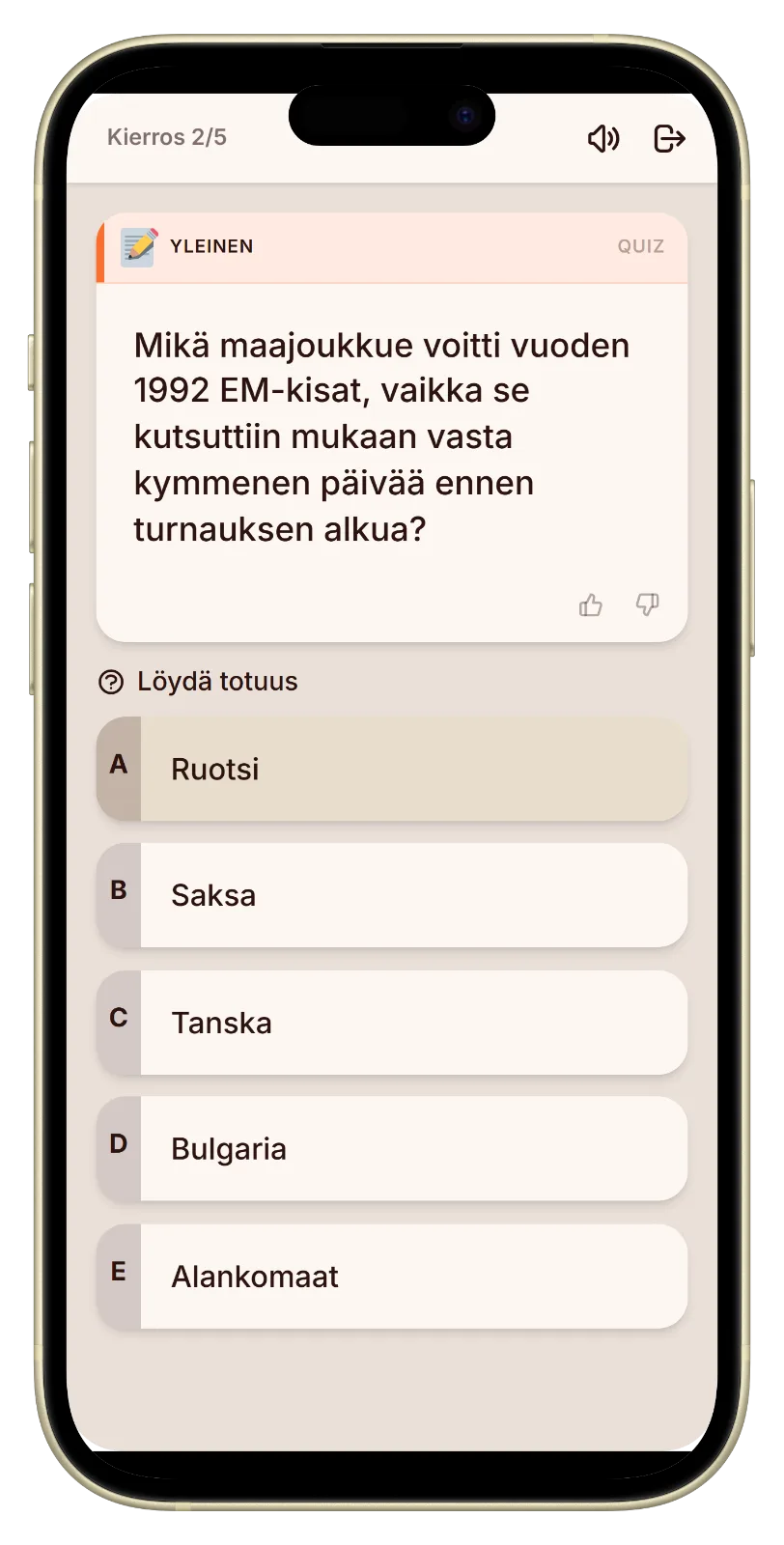 Äänestäminen oikean jalkapallovastauksen puolesta bluffien joukosta Let's Fibissä