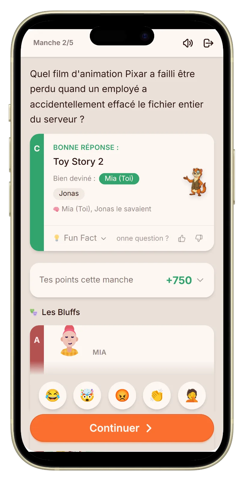 Écran de résultat de Let's Fib