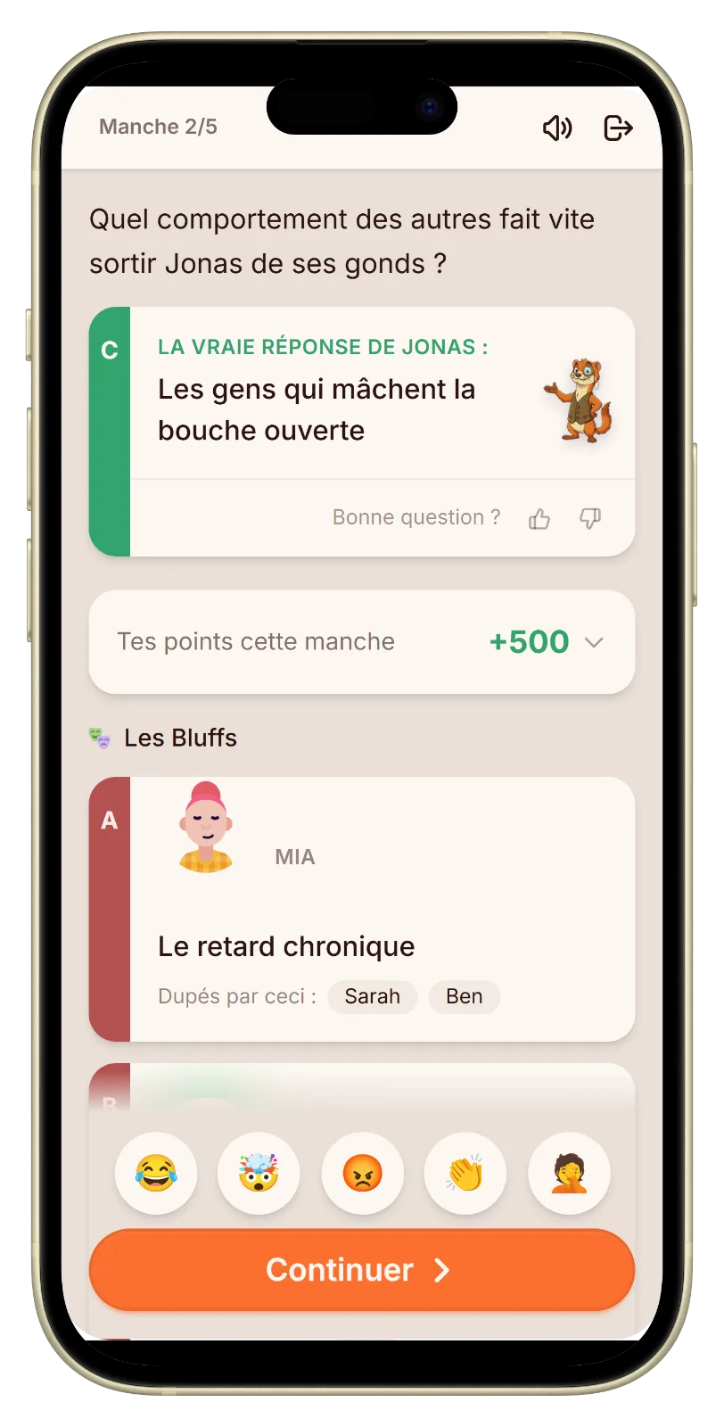 Révélation d'une question de soirée entre filles avec les points dans Let's Fib