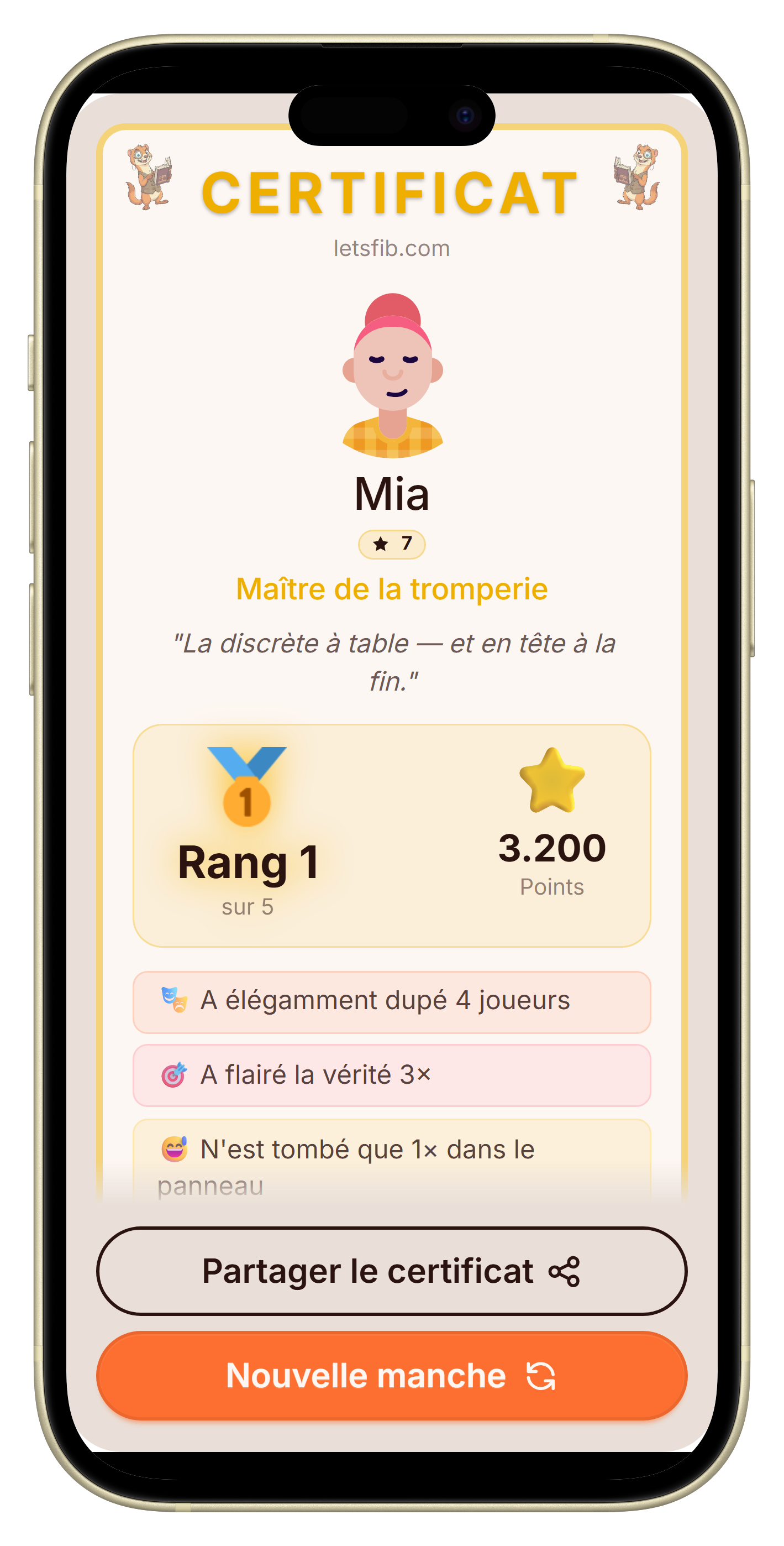 Let's Fib certificat à la fin