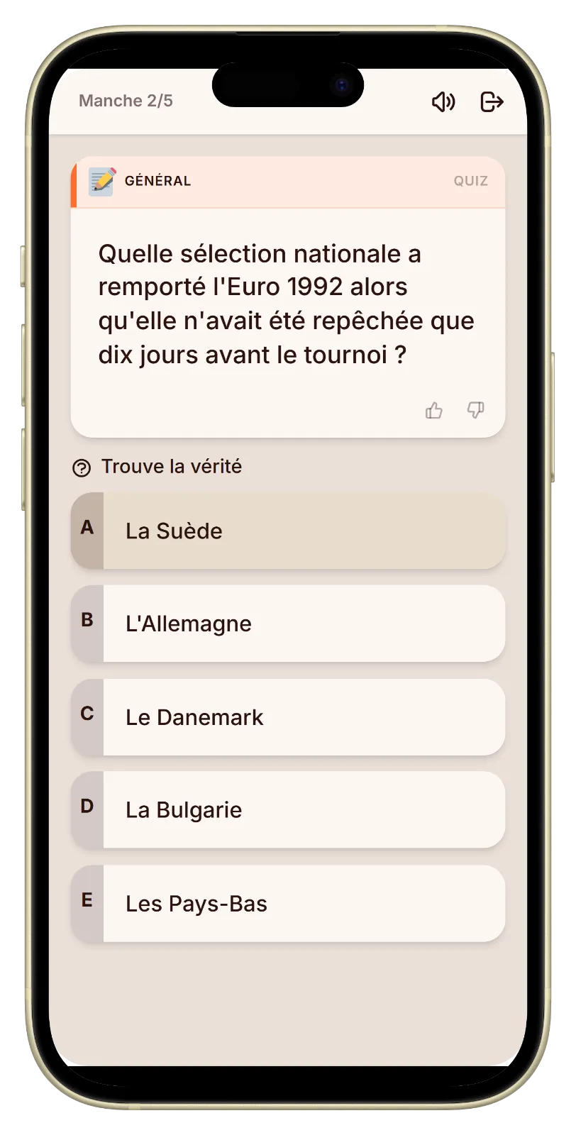 Voter pour la vraie réponse de foot parmi les bluffs dans Let's Fib