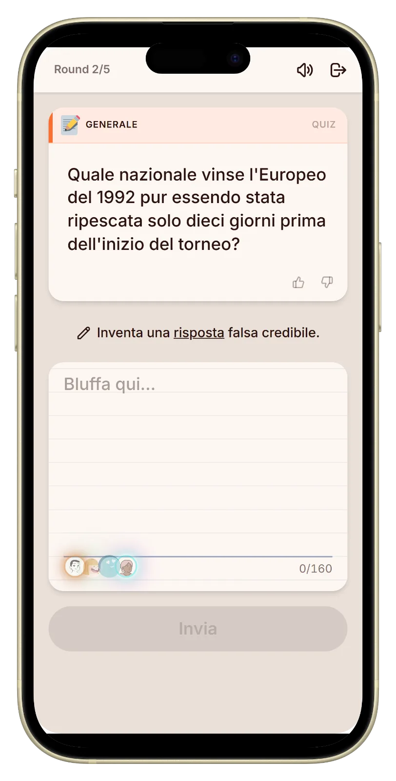 Scrivere una risposta falsa a una domanda di quiz calcio in Let's Fib