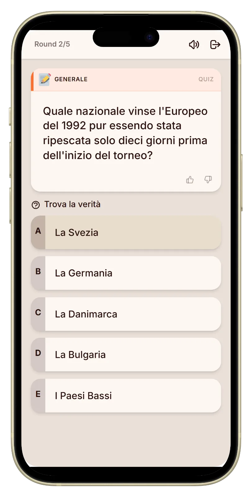 Votare la risposta di calcio vera tra i bluff in Let's Fib