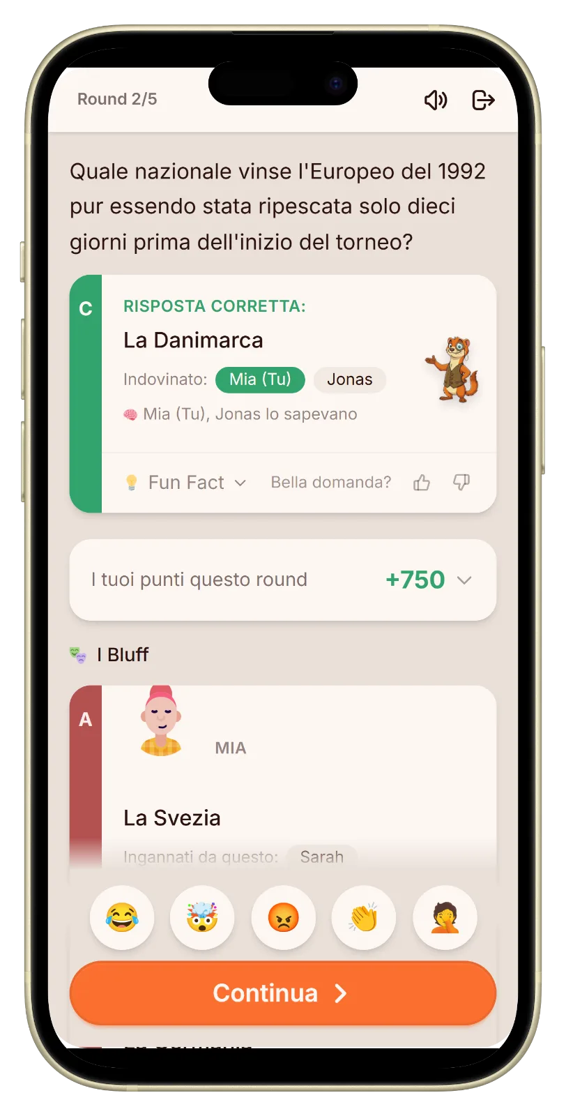 La rivelazione con la risposta di calcio vera e i punti in Let's Fib
