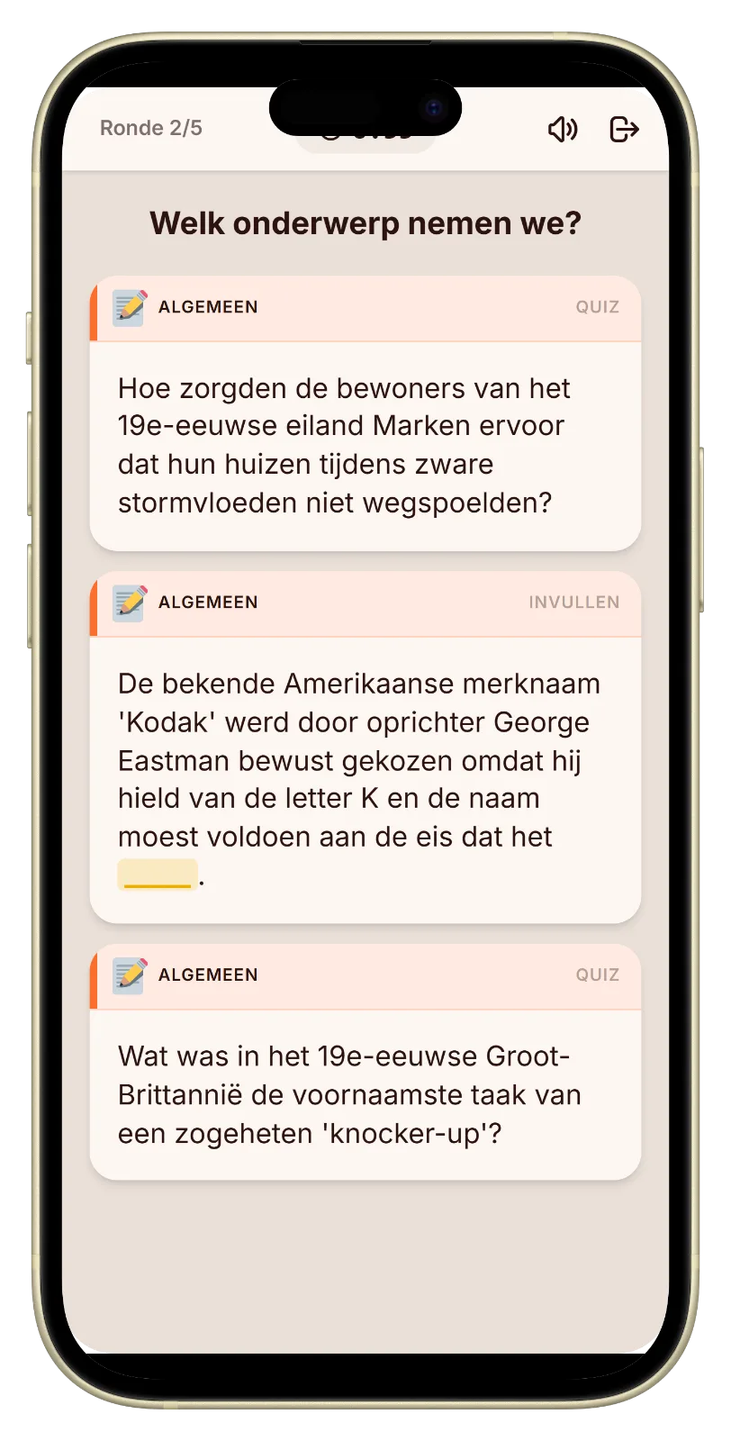 Let's Fib quizvraag tijdens de treinreis