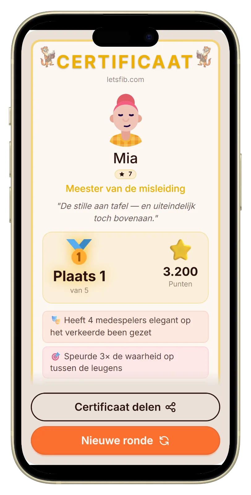 Let's Fib certificaat aan het einde