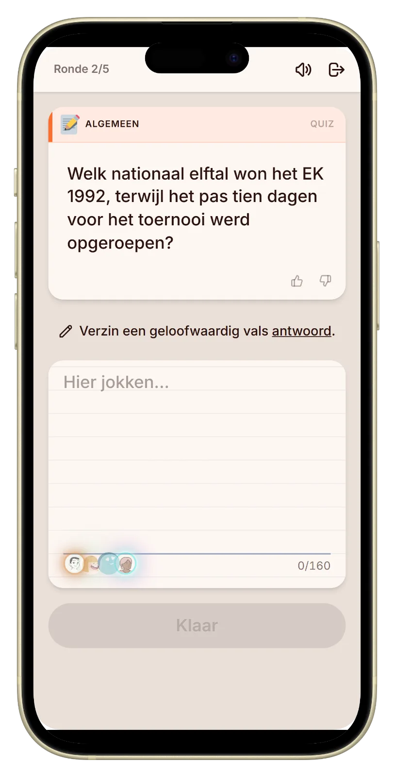 Een nepantwoord op een voetbalquizvraag schrijven in Let's Fib