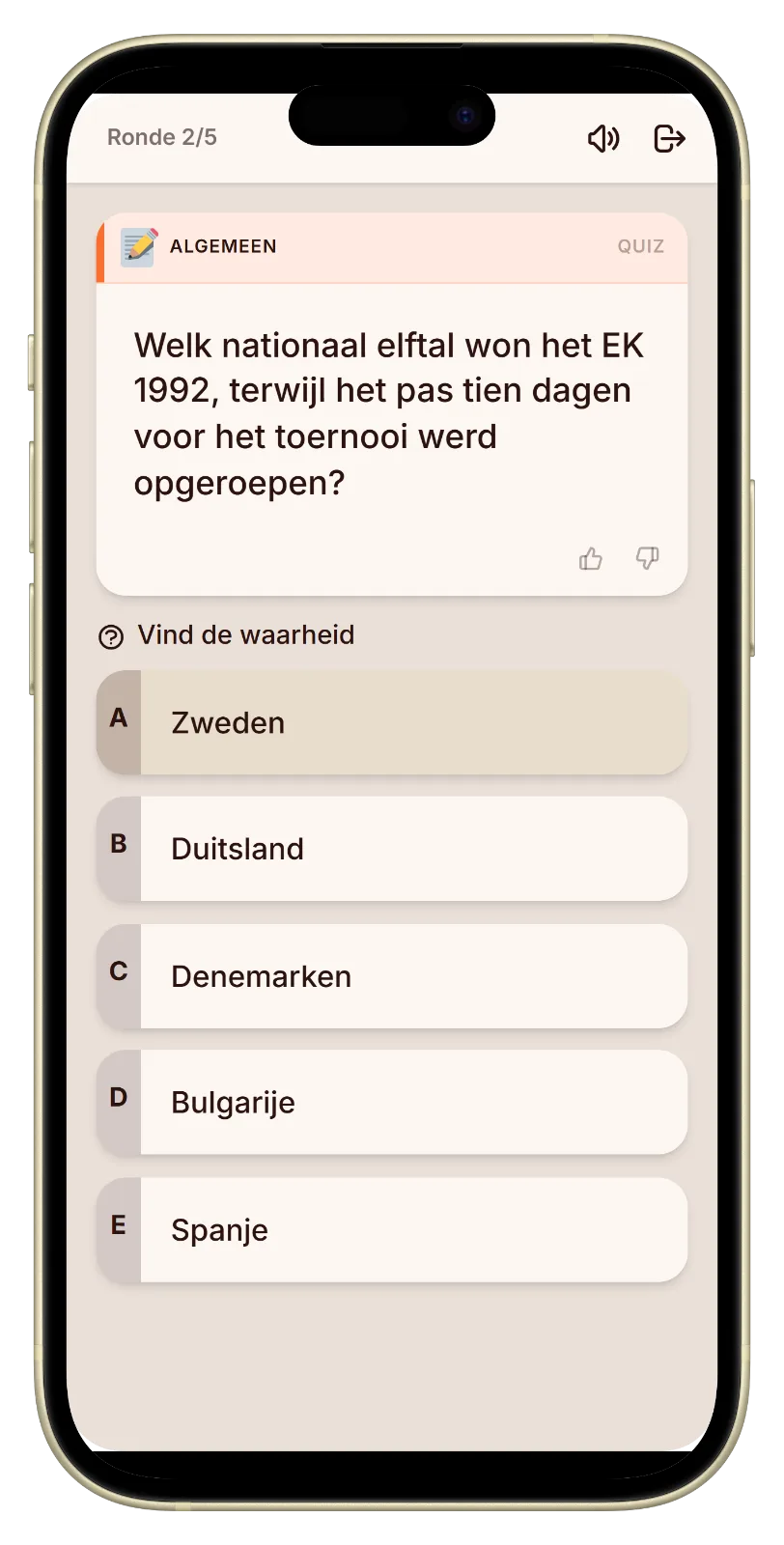 Stemmen op het echte voetbalantwoord tussen de bluffen in Let's Fib