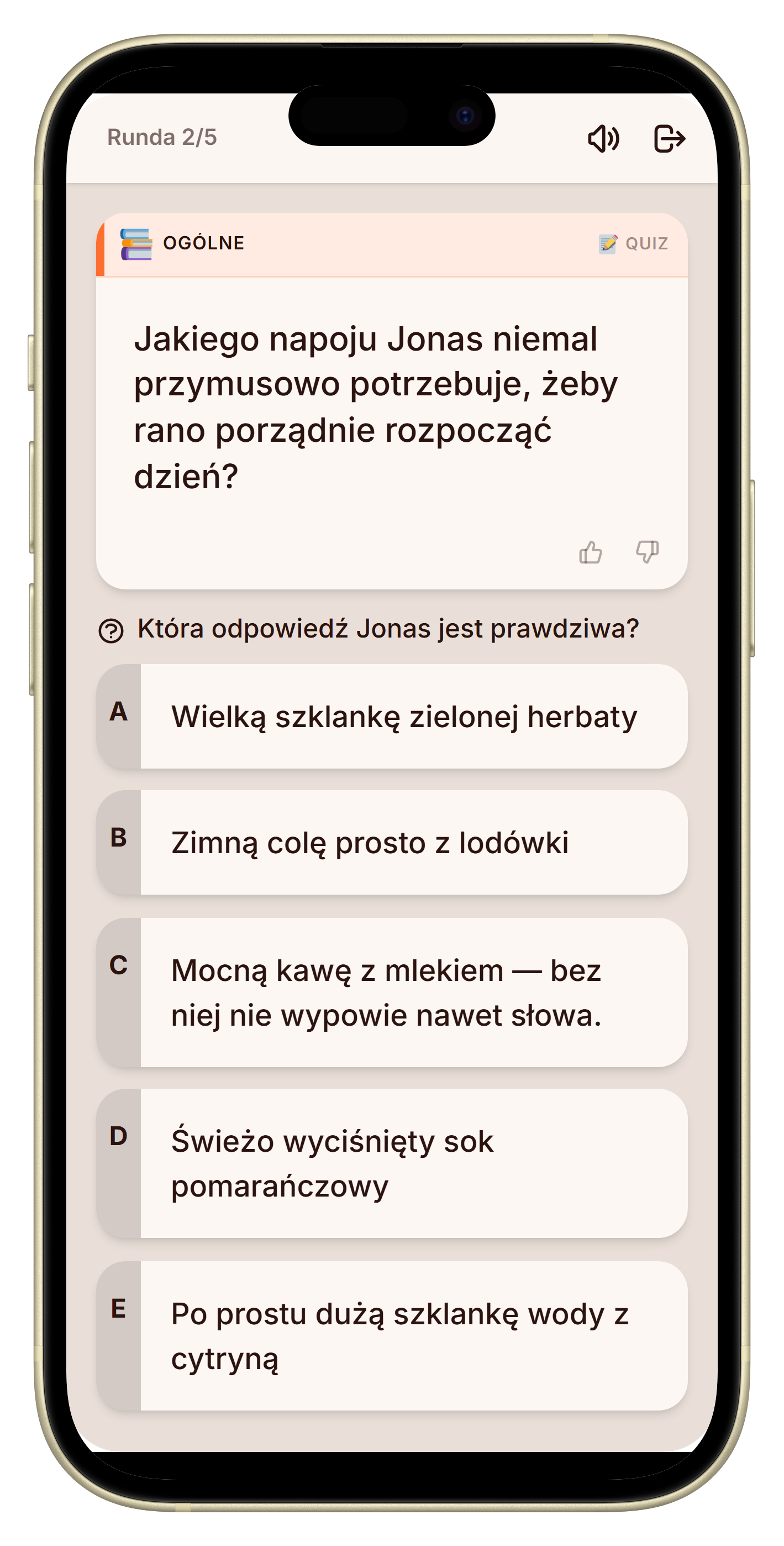 Ekran głosowania z trzema odpowiedziami w grze kto mnie zna najlepiej