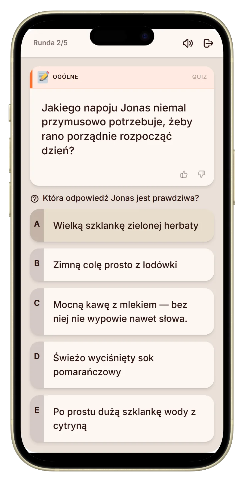 Ekran głosowania z trzema odpowiedziami w grze kto mnie zna najlepiej