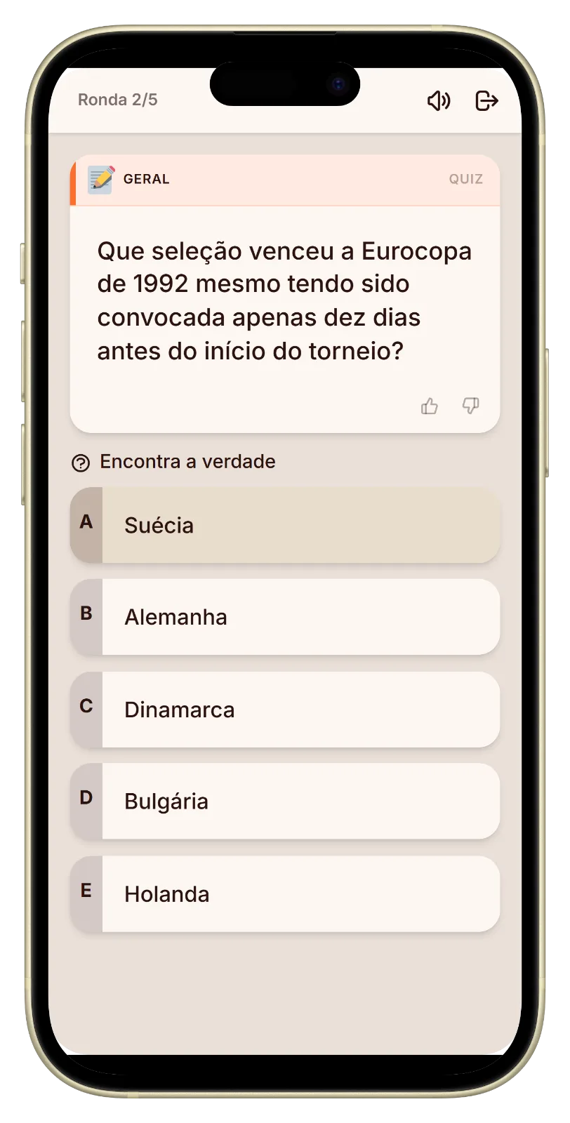 Votando na resposta verdadeira de futebol entre os blefes no Let's Fib