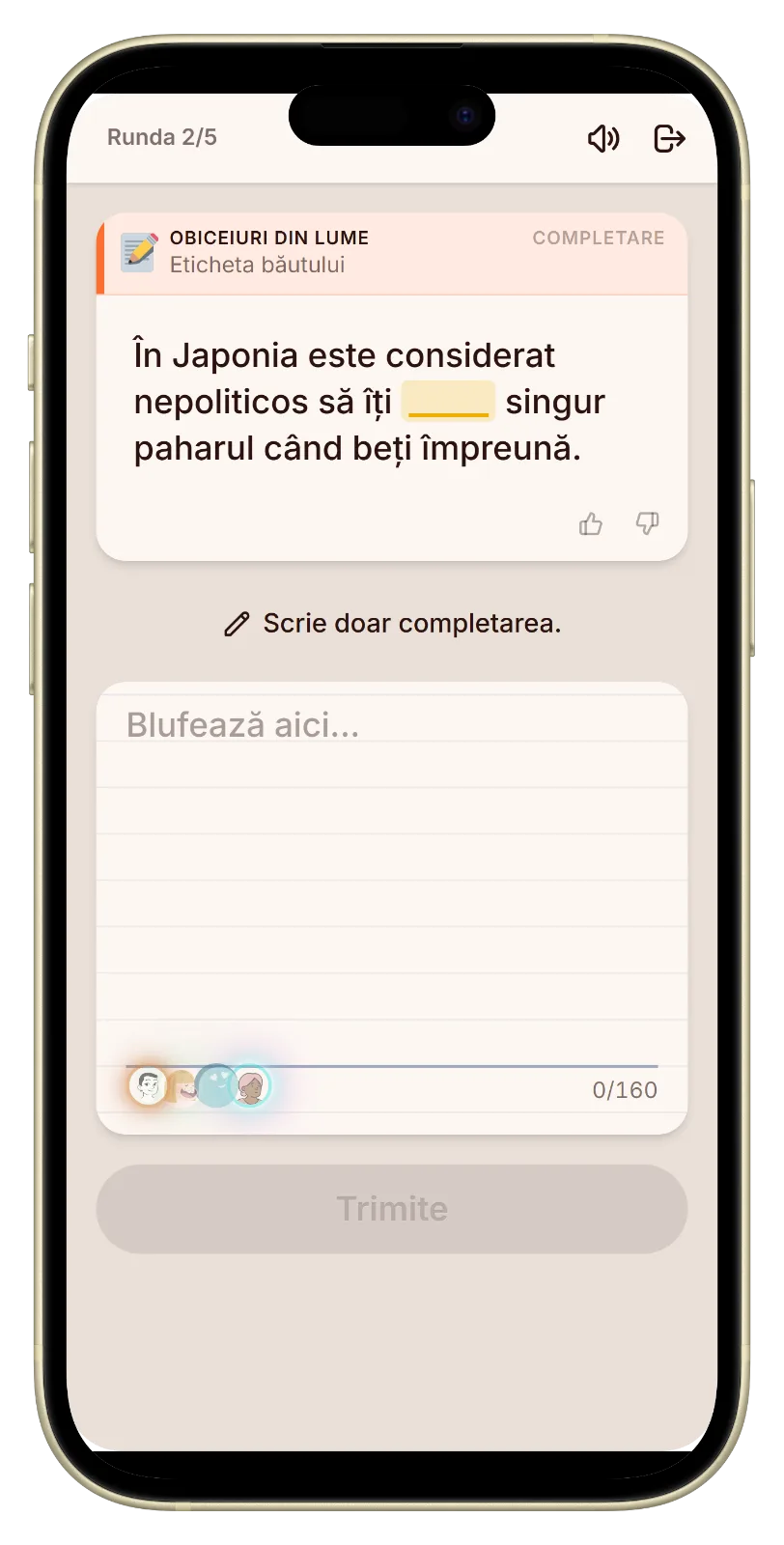 Întrebare în modul de băut Let's Fib