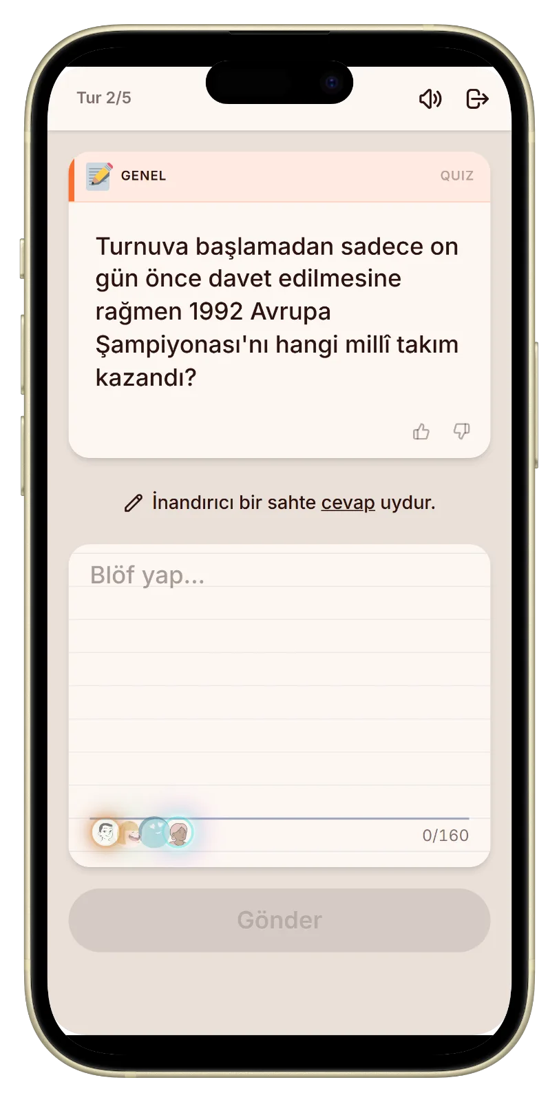 Let's Fib'de bir futbol sorusuna sahte cevap yazmak